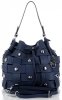 Vittoria Gotti Modna Torebka Skórzana Unikatowy Shopper Made in Italy Granatowa